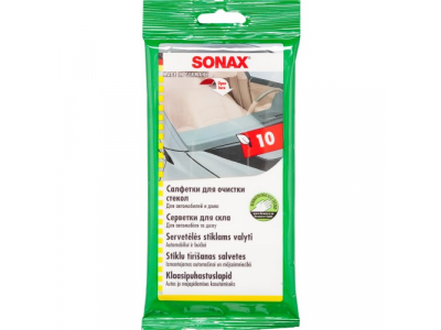 SONAX Салфетки для очистки стекол 1уп.х10шт