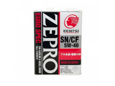 Моторное масло IDEMITSU Zepro Euro SPEC 5W40 SN/CF, 4л от IDEMITSU Моторное масло IDEMITSU Zepro Euro SPEC 5W40 SN/CF, 4л